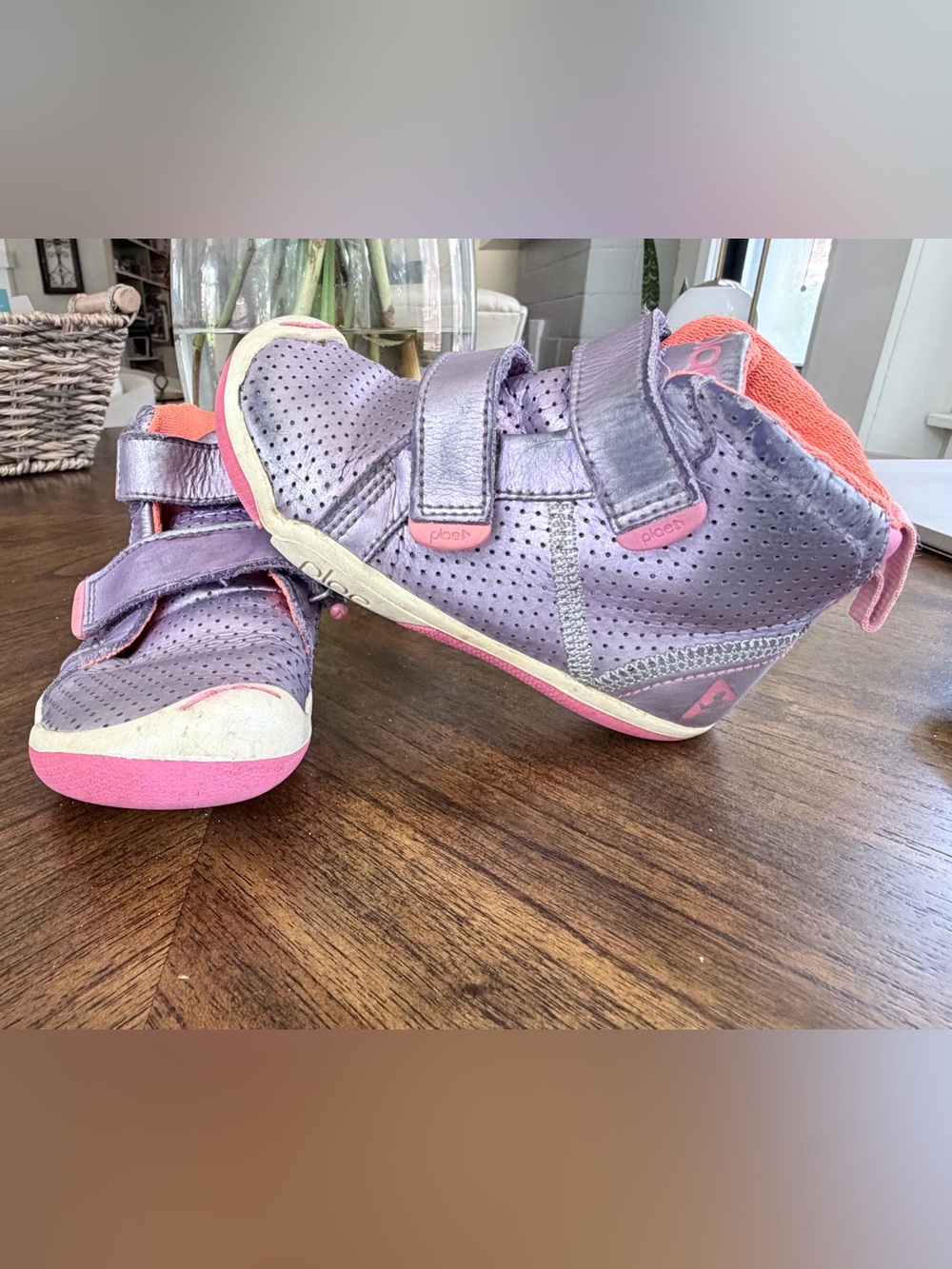 PLAE Max Kids high-top Sneakers in Metallic Purple with Pink Trim